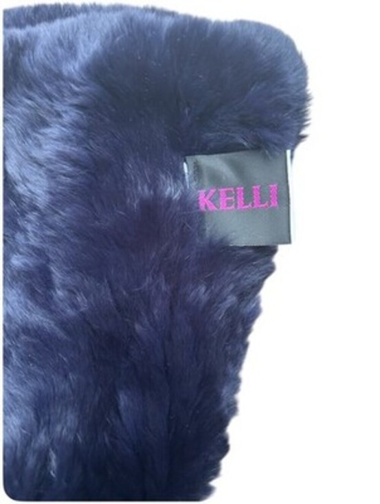 Kelli Kouri Women\'s Rabbit Fur Beanie Navy blue Hat One Size